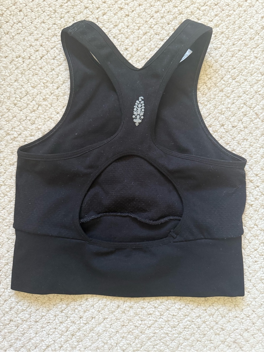 Free People Black High Neck Long Line Sports Bra